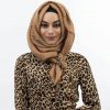 Leather Tassel With Lace Hijab Golden Brown