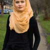 Plain Hijab Yellow Wheat Outdoors