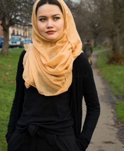 Plain Hijab Yellow Wheat Outdoors