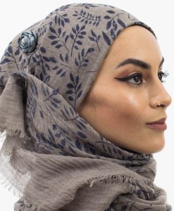 Printed Leaves Hijab Taupe Grey