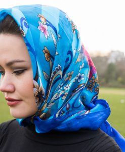 Turkish Hijab Floral Blue & Navy Blue