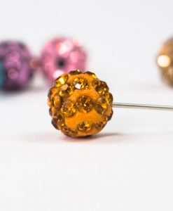 Orange Diamante Globe Hijab Pin