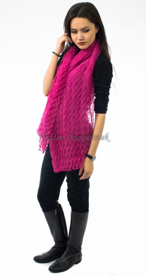 Crinkle Scarf Shocking Pink 2