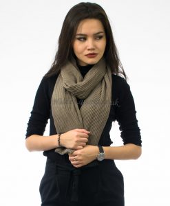 Crinkle Scarf Taupe Green2