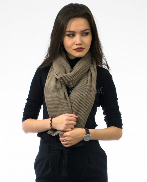 Crinkle Scarf Taupe Green2