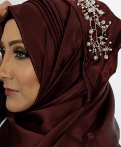 Plain Silk Hijab - Burgundy - Hidden Pearls