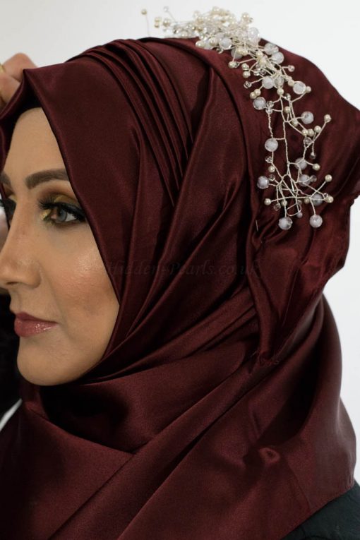 Plain Silk Hijab - Burgundy - Hidden Pearls