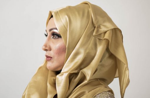 Plain Silk Hijab - Yellow Gold - Hidden Pearls