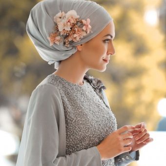 Silk hijab - Silver - Hidden pearls