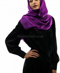 silk plain purple hijab style2