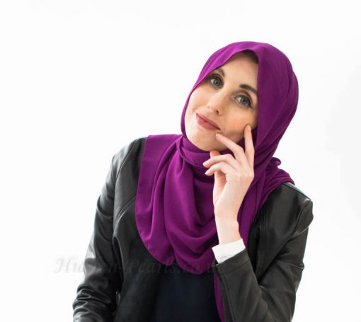everyday Chiffon Hijab - Purple - Hidden Pearls cropped
