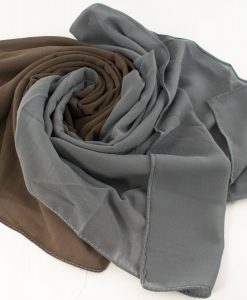 Fusion Chiffon Scarf Grey & Taupe Brown 2