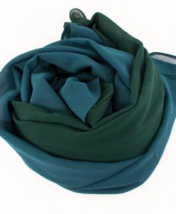 Fusion Chiffon Scarf Teal & forest green