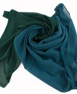 Fusion Chiffon Scarf Teal & forest green 3