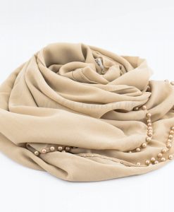 Limited Edition Pearl Chiffon Hijab- Beige - Hidden Pearls