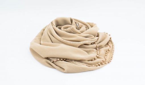 Limited Edition Pearl Chiffon Hijab- Beige - Hidden Pearls