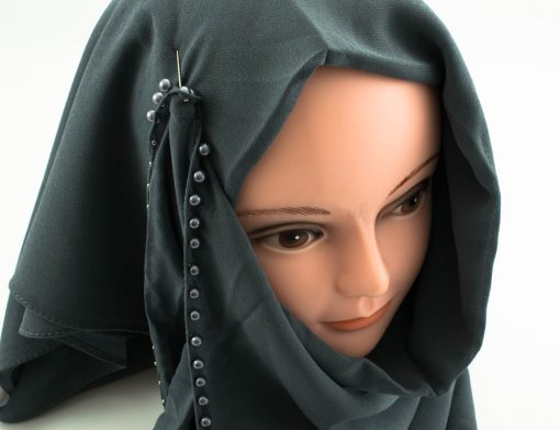 Limited Edition Pearl Chiffon Hijab- Dark Grey 2 - Hidden Pearls