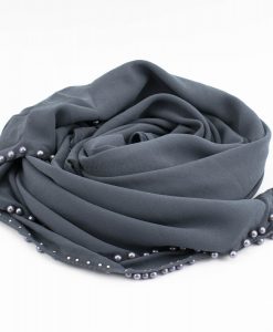 Limited Edition Pearl Chiffon Hijab- Dark Grey - Hidden Pearls