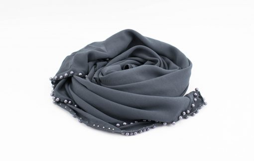 Limited Edition Pearl Chiffon Hijab- Dark Grey - Hidden Pearls