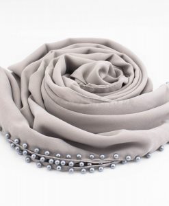 Limited Edition Pearl Chiffon Hijab- Light Grey 2 - Hidden Pearls