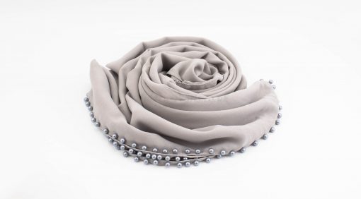 Limited Edition Pearl Chiffon Hijab- Light Grey 2 - Hidden Pearls