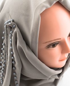 Limited Edition Pearl Chiffon Hijab- Light Grey - Hidden Pearls
