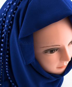 Limited Edition Pearl Chiffon Hijab- Royal Blue 2 - Hidden Pearls