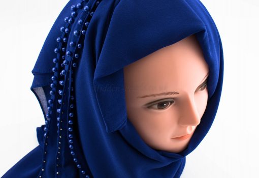 Limited Edition Pearl Chiffon Hijab- Royal Blue 2 - Hidden Pearls