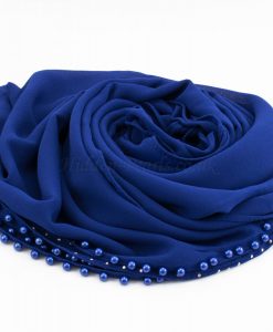 Limited Edition Pearl Chiffon Hijab- Royal Blue - Hidden Pearls