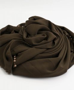 Limited Edition Pearl Chiffon Hijab- Taupe Brown - Hidden Pearls