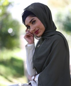 Chiffon Hijab - Army Green - Hidden Pearls