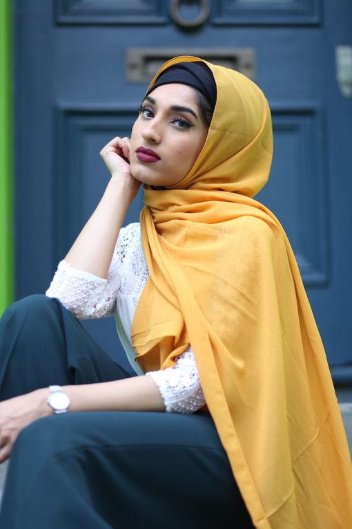 Chiffon Hijab - Mustard - Hidden Pearls