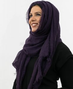 Crimp Hijab- Plum - Aubergine 4 - Hidden Pearls