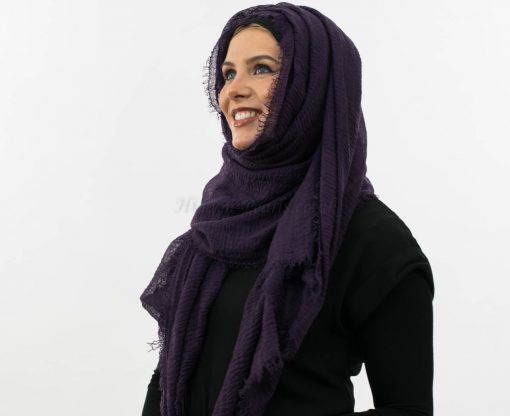 Crimp Hijab- Plum - Aubergine 4 - Hidden Pearls