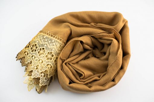 Crochet Lace Hijab Golden Brown 3