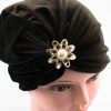 Velvet Brooch Turban - Chocolate - Hidden Pearls