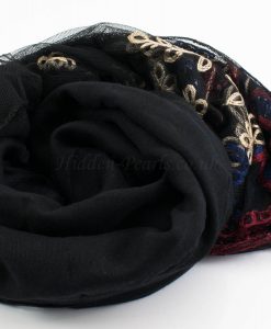 Black Vintage Lace Hijab - Black - Hidden Pearls
