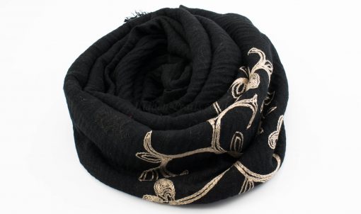 Crimp Embroidered Hijab - Black 2 - Hidden Pearls