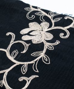 Crimp Embroidered Hijab - Black - Hidden Pearls