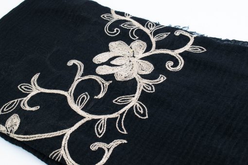 Crimp Embroidered Hijab - Black - Hidden Pearls