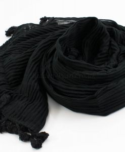 Crinkle Tassel Hijabs - Black - Hidden Pearls