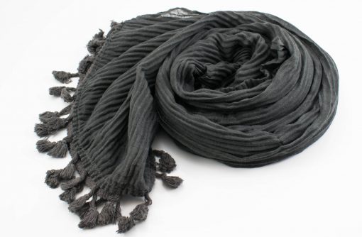 Crinkle Tassel Hijabs - Dark Grey - Hidden Pearls