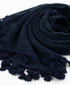 Crinkle Tassel Hijabs - Midnight Blue - Hidden Pearls