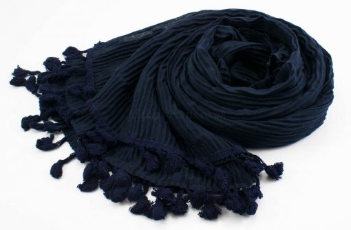 Crinkle Tassel Hijabs - Midnight Blue - Hidden Pearls