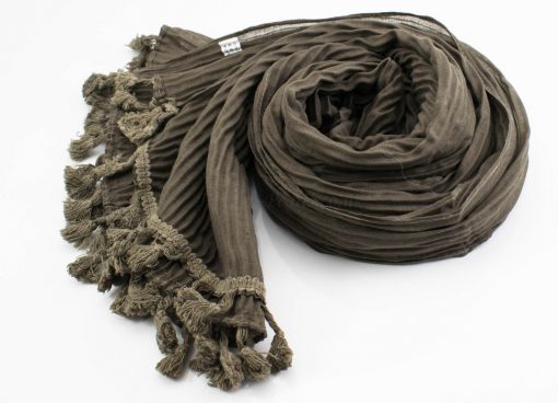 Crinkle Tassel Hijabs - Taupe Brown - Hidden Pearls