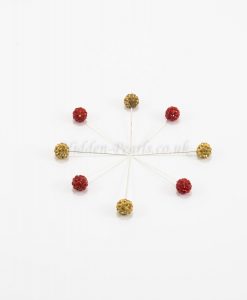 Diamante Hijab Pin - Red & Gold - Hidden Pearls