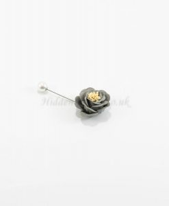 Flower & Pearl Hijab Pin - Grey - Hidden Pearls