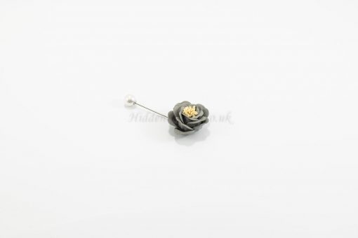 Flower & Pearl Hijab Pin - Grey - Hidden Pearls