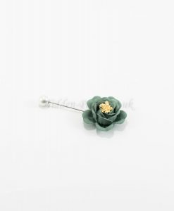 Flower & Pearl Hijab Pin - Green - Hidden Pearls