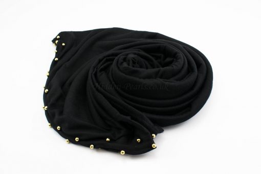 Jersey Pearl Hijab - Black 3- Hidden Pearls